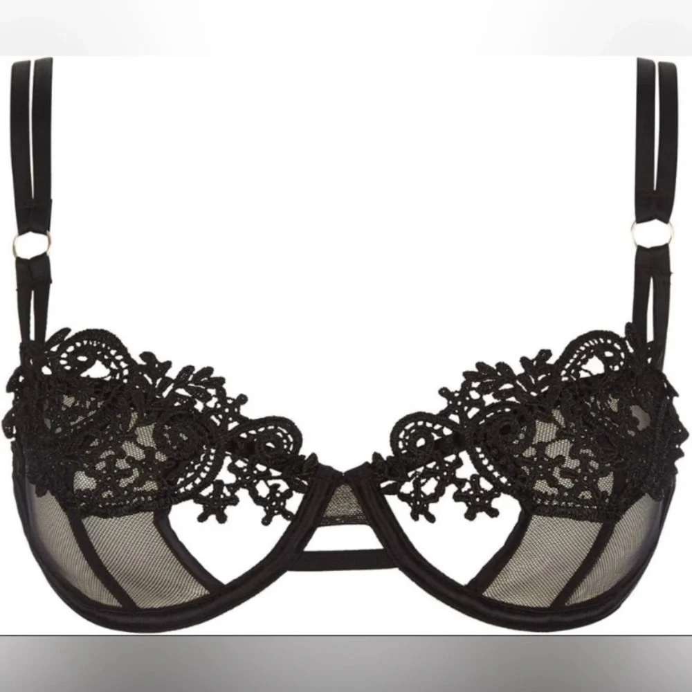 New! Bluebella Julienne Black Sheer Lace embroidered floral Bra 1841